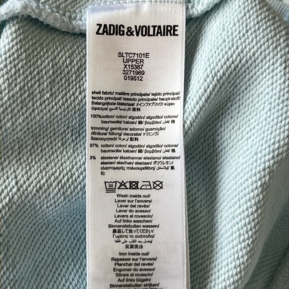 ZADIG & VOLTAIRE SEQUINS TIGER HEAD SWEATSHIRT LIGHT BLUE  SIZE 14/S - Picture 5 of 9